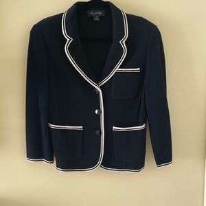 St. John Black Blazer with White Piping